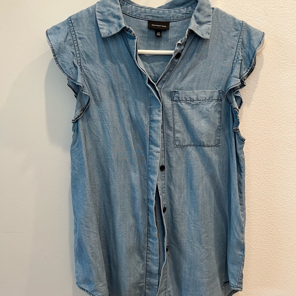 Flutter sleeve denim top
